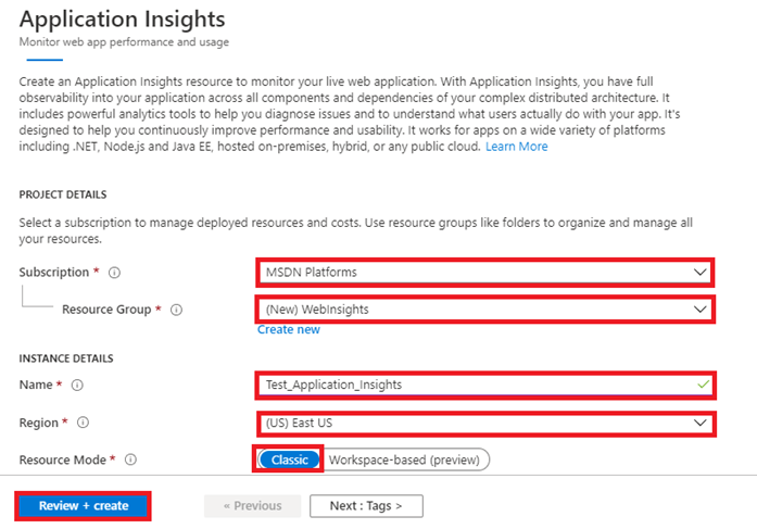 Azure Application Insights Resources (Classic And Workspace-Based)